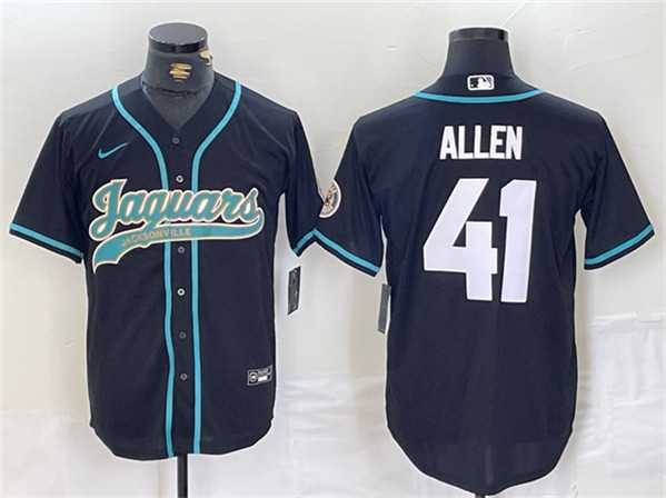 Men%27s Jacksonville Jaguars #41 Josh Allen Black With Patch Cool Base Baseball Stitched Jersey->jacksonville jaguars->NFL Jersey